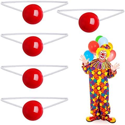 STOBOK 5Pcs Clown Noses Light Up Clown Noses Flashing Red Clown Nose for Christmas Carnival Costume Party Dress Up Cosplay Noses Prop