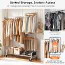 SOLEDI Heavy Duty Partitioned Clothes Rack, 600 LBS Load Metal Garment Rack with Shelves & Lockable Wheels, Rolling Hanging Rack for Bedroom, Laundry Room, Store & Garage (Silver)