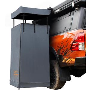 SanHima Awning Shower Tent with Roof - Car Side Shower Room w/LED Light, Camping Waterproof Portable Privacy Shelter Bathroom Overland, Gray