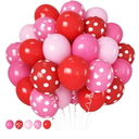 Red and Pink Balloons Strawberry Hot Pastel Light Pink Rose Red Latex Balloons Polka Dot Party Helium Balloon for Sweet Girl Berry Baby Shower Birthday Valentines Day Summer Party Decorations