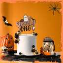 Rtteri 33 Pcs Spooky One Cake Topper Halloween Spooky One Birthday Decorations Girls Boys Black Halloween Ghost 1st Birthday Cake Picks Ghost Bat Spider Pumpkin Decor for 1st Party Supplies