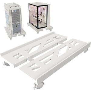 Computer Tower Stand, Adjustable Mobile CPU Stand with 4 Rolling Caster Wheels, PC Tower Stand Fits Most PC Under Desk-White