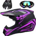 Adult 4 Wheeler Helmet, Motocross Helmet DOT/FMVSS-218 Certification Comfortable and Breathable Full Helmets for Locomotives Used in All Seasons (Large, Purple)
