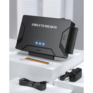 POSUGEAR USB 3.0 to IDE/SATA Adapter, External Hard Drive Reader, Universal 2.5"/3.5" HDD/SSD Converter, 12V/2A Power Adapter