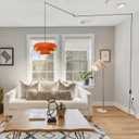 Plug in Pendant Light Fixtures Mid Century Hanging Light with Plug in Cord 3-Layer Metal Shade On/Off Switch Hanging Lamp Orange Plug in Ceiling Light for Living Room Dining Bedroom Kitchen, 13.8 x 8.2 inches
