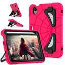 Kids Case for iPad mini 7 A17 Pro 2024/ Mini 6 8.3 inch, Spider Case for iPad mini 7th 6th Generation, Shockproof Durable Full Protective Cover with Pencil Holder, Kickstand (Rose red+Black)