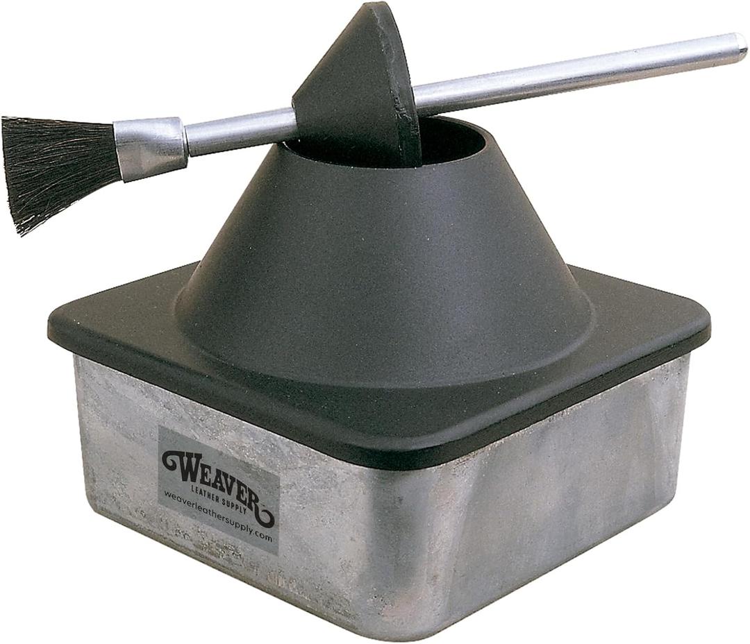 Weaver Leather Supply Glue Pot, 25 Oz, Black, Robust Aluminum Glue Container with Built-in Brush, Mess-Free Tool for Holding Leatherworking Adhesives