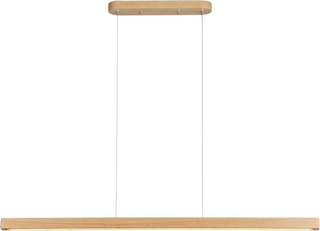 39" Wood Linear Pendant Light 24w Led Pendant Light Dimmable Ceiling Pendant Hanging Light Adjustable Billiard Pool Table Lights for Dining Room Light Kitchen Island Natural Wood Color (39in)