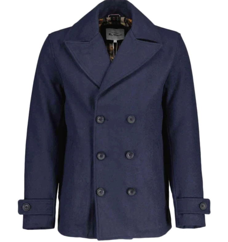 Ben Sherman Wool Blend Double Breasted Peacoat DN, Medium