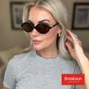 Retro Oval Sunglasses for Women Men Trendy Round Sunnies 90s Vintage Style (A4 Black/Brown)