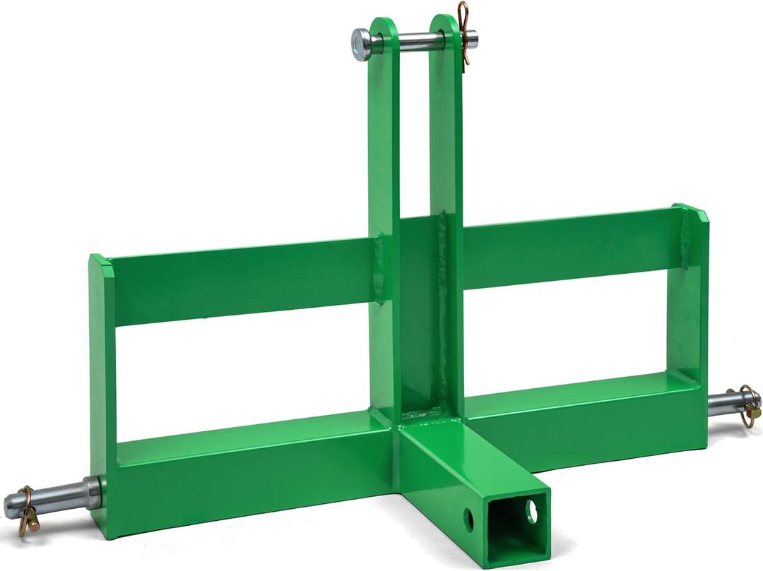 YITAMOTOR 3 Point Trailer Hitch with 2" Receiver for Category 1, 3 Pt Tractor Quick Hitch Drawbar Adapter Attachments with Suitcase Weight Brackets (Green)