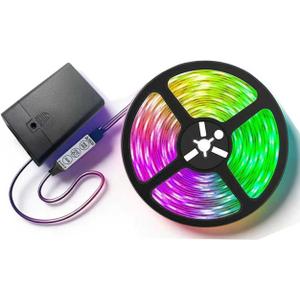 13.2ft Battery Powered LED Strip Lights, RGB Color Changing LED Lights with 3-Key Controller, AA Battery Operated Flexible Light Strip for Bedroom, TV Backlight, Closet, Camping, DIY Decor (1)