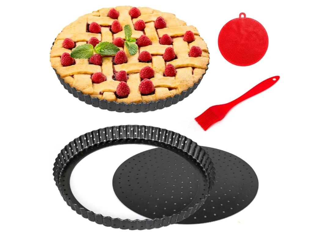 Gutsdoor Pie, Tart & Quiche Pan with Removable Bottom Nonstick Round Quiche Baking Dish Pie Pans for Baking Kitchen (9.5 Inch)