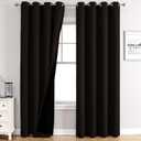 ChrisDowa 100% Blackout Curtains for Bedroom with Black Liner, 2 Thick Layers Total Blackout Thermal Insulated Grommet Long Window Curtains 2 Panels Set (Brown, 52 x 95 Inch)