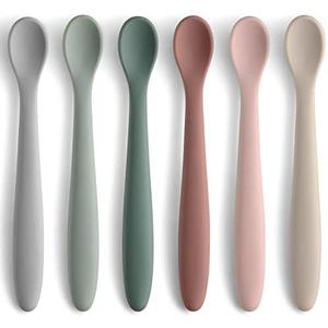 6-Piece Silicone Baby Feeding Spoons, First Stage Infant Spoons, Soft-Tip Easy on Gums I Baby Training Spoon | Infant Utensils Feeding Supplies, Dishwasher & Boil-proof