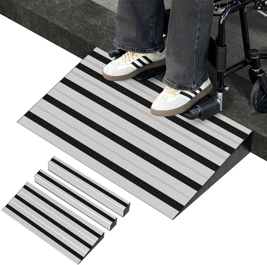6" Rise Modular Threshold Ramp for Doorways, Stable Wheelchair Ramp for Home Steps, Aluminum Door Ramp and Curb Ramp for Scooters, Power Chairs, Cars, 1100LBS Load Capacity