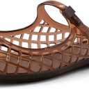 GRACESTRIDE Jelly Flats for Women Mesh Mary Jane Breathable Slides Comfortable Slip on Closed Rounded Toe Flat Sandals Summer Beach Slippers Size 36