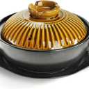 Okllen Large Korean Ceramic Bowl with Lid and Platter, 54 oz Clay Pot for Cooking, Sizzling Hot Pot for Dolsot Bibimbap, Soup, Casserole, Rice, Stew, Noodle