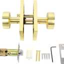 Contemporary Alloy Door Locks Matte Black Finish Complete Entry Handle Set Quick Installation Internal Button Locks Secure Home Door Handle (Gold)