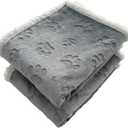 Qeils 1 Pack 2 Dog Blankets for Small Dogs - 2 pcs Waterproof Dog Blanket Washable - Soft Sherpa Fleece Puppy Blanket for Kitten Doggy, Warm Cat Blankets for Indoor Cats, 25"X30", Grey