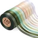 LaRibbons 3/8 Inch 100 Yard Satin Ribbon Pack,10 Yd/Roll 10 Rolls Sage Green Double Faced Satin Craft Ribbon for Gift,Wedding Party Decoration
