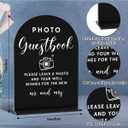 4 x Acrylic Wedding Signs, Photo Guestbook Signs for Marriage Reception, Bridal Shower Decorations, Modern Arched Round Top Acrylic Table Top Sign with Holder for Wedding Party Dinner (Black)