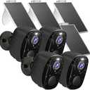 Rraycom Security Cameras Wireless Outdoor: 4PC Cameras for Home Security with Solar Panel Battery Powered WiFi Solar Cameras with Color Night Vision, AI Motion Detection, Waterproof, Works Alexa