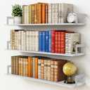 Harwaya White Floating Book Shelves for Wall, 36 Inch Wall Bookshelf for Kids Bedroom, Large Deep Hanging Shelves with Metal Brackets for Living Room Office Dcor Indoor Plants (3-Pack)