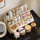 Lipsticks Holder,Lipgloss Organizer and Storage Display Case for Lip Gloss,Makeup Organizer with drawer,3 Rows spacious compartments & 1 extra drawers Makeup Holder & Cosmetics Display(Cream)