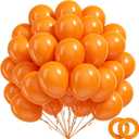 BAUANOOY 100pcs Orange Balloons 12 inch, Orange Latex Balloon with Ribbon for Graduation Fall Tropical Birthday Party Decorations