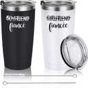 Engagement Gifts for Couples, Boyfriend and Girlfriend Travel Tumbler Set, Engaged Anniversary Ideas for Couples Fiance Fiancee Her Him Women Friend, 20oz Stainless Steel Insulated Tumbler with Lid (1-BLACK&WHITE)