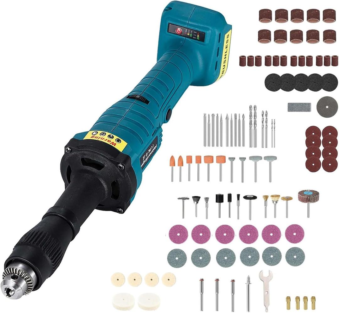 Cordless Die Grinder Compatible with Makita 18V Battery,1/4" Electric Compact Rotary Tool Kit with 142 pcs Accessories for Grinding Carving Polishing