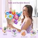 Flower Bouquet Building Decoration 3D Puzzles Set - Artificial Flowers with Roses, Botanical Collection and Table Art for Adults, Unique Gift for Men Women Hobbies for Birthday Christmas