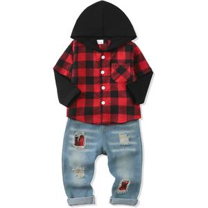 NZRVAWS Toddler Baby Boy Clothes Infant Outfit Boys Hoodie Sweatsuit Ripped Jean Fall Winter Little Boy Clothing 6M-7T