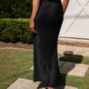 Outoshe Women's Satin High Waisted Maxi Skirts Hidden Elasticized Waistband A Line Long Skirt (Black, XL)
