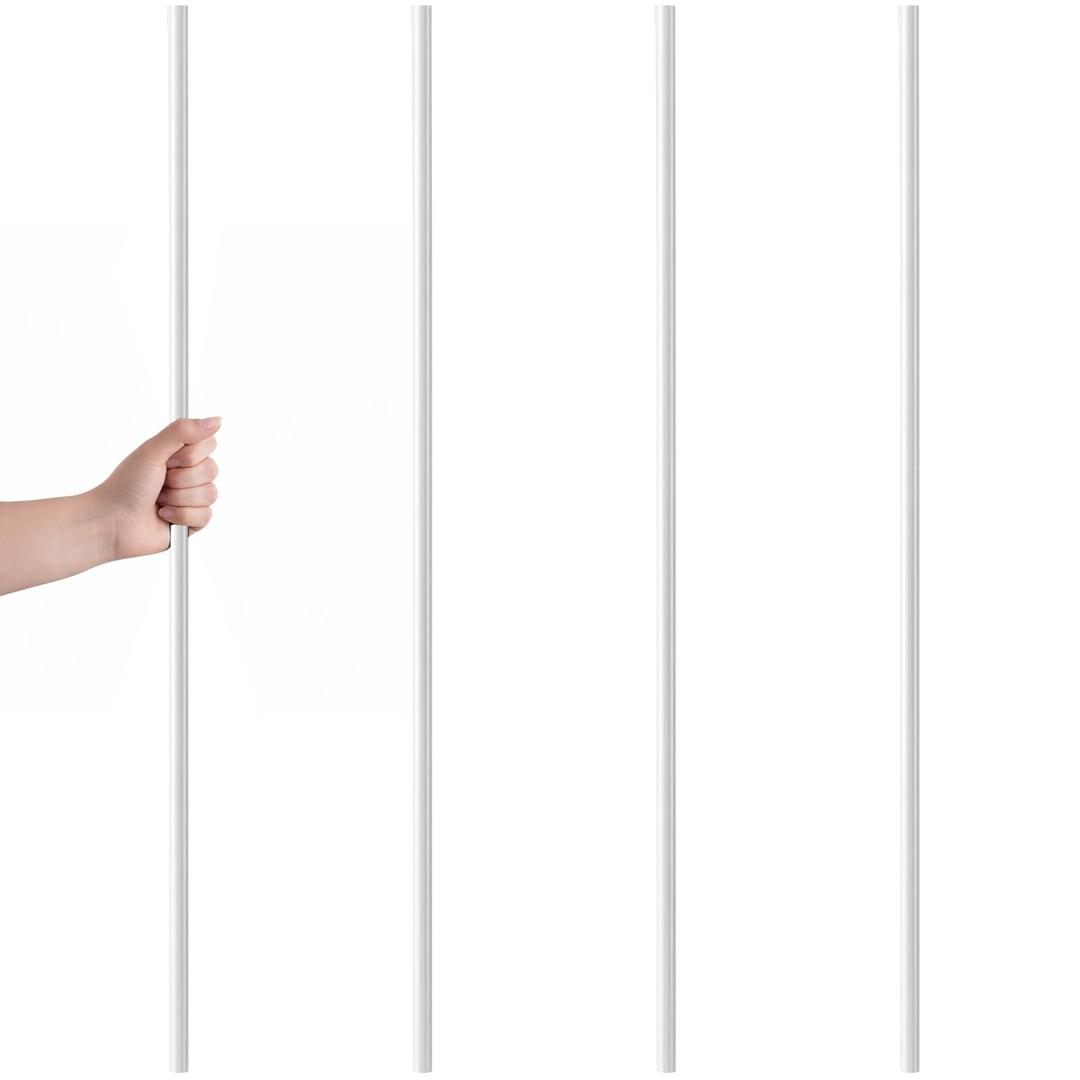 Gisafai 4 Pcs Fiberglass Rods 1/2 Inch x 48 Inch High-Strength Flexible & Insulated Fiberglass Rods for Garden Fencing, DIY Projects, Crafts, Structural Frames & Laboratory Use(White)