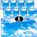 Aheroi 8 Pcs Light Covers, 4 x 2 Feet Magnetic Light Covers for Fluorescent Light Shade, Drop Ceiling Lighting Covers Classroom Light Filters, Room School Office Decor(Cloud Blue Sky)