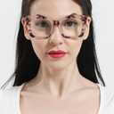 REAVEE Oversized Square Reading Glasses for Women, Blue Light Blocking Large Frame Computer Readers Spring Hinge