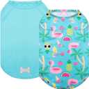 KYEESE 2Pack Dog Shirt, Lightweight Sun Protection Dog T Shirts for Dogs Boy Girl, Breathable Mesh Tank Top Sleeveless Pet Reflective Vest, Soft Summer Dogs Clothes, Flamingo+Blue, L
