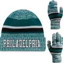 Vintage Classic Skull Cap 3D Embroidery Beanie Cuffed Winter Hat Knit Comes with Warm Gloves Fasion Gifts for Men Women Fans