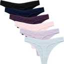 Ekouaer Womens Thongs Invisible Panties No Show Seamless Low Waist Breathable G-String Cotton Thongs 6 Pack, XX-Large, Multicolored 9