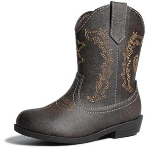 HOMEHOT Boys Girls Western Cowgirl Cowboy Boots Mid Calf Riding Shoes (toddler, little kids) Size 13