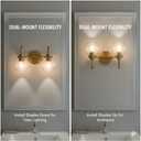 Gold Vanity Light – 2 Light Bathroom Fixture with Clear Glass Shades, Modern Wall Sconce for Mirror, Vanity Lighting for Bathroom Bedroom Hallway Living Room