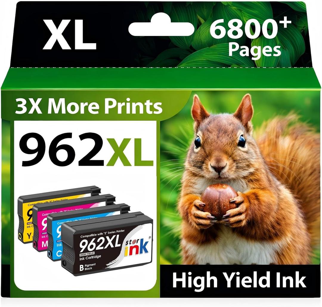 Starink Compatible 962XL Ink Cartridges Combo Pack, Replacement for HP 962XL Ink, Replacement for HP 962 Ink, Compatible with HP OfficeJet Pro 9010 9015 9018 9020 9025 Printers, 4 Pack, Latest Chip
