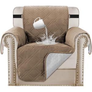 Turquoize 100% Waterproof Chair Covers for Living Room Couch Cover for Pets Chair Protector Sofa Cover for Dogs Non-Slip Sofa Protector Furniture Cover for Dogs, Kids, Cats (Chair, Taupe)