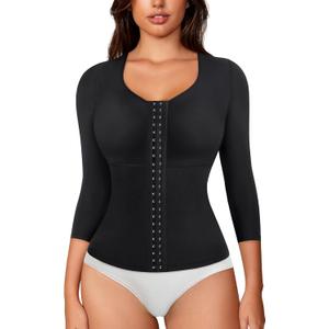 RDSIANE Waist Slimming Girdles Tummy Control Body Shaper Waist Trainer Bodysuit With Arms Compression For Post Surgery (Medium, Black)