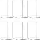 HappyHapi Book Ends, Acrylic Bookends, Clear Book Holders for Shelves, Book Organizer with 24 Pcs Silicone Non-Slip Mats for Library Office School (5 * 5 * 7.3 inch 3mm Thickness 3 Pairs/ 6 Pcs)