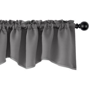 Deconovo Valances for Windows, Kitchen Valance for Window Topper, Scalloped Room Darkeing Small Curtain for Living Room Bedroom, Rod Pocket, Machine Washable, 52x18 Inch, 1 Panel, Light Grey