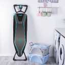 Minky Homecare Ergo Plus Prozone Ironing Board Made in UK Freestanding Full Size Iron Table with Heat Reflective Cover, Thick Felt Underlay and Large 48" x 15" Ironing Surface (Gunmetal and Blue)