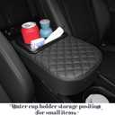 QianBao Car Center Console Diamond Pattern Armrest Box Booster Cushion with Cup Holder Mobile Phone Storage Armrest Booster Pad Protector Universal for Most Car Style B